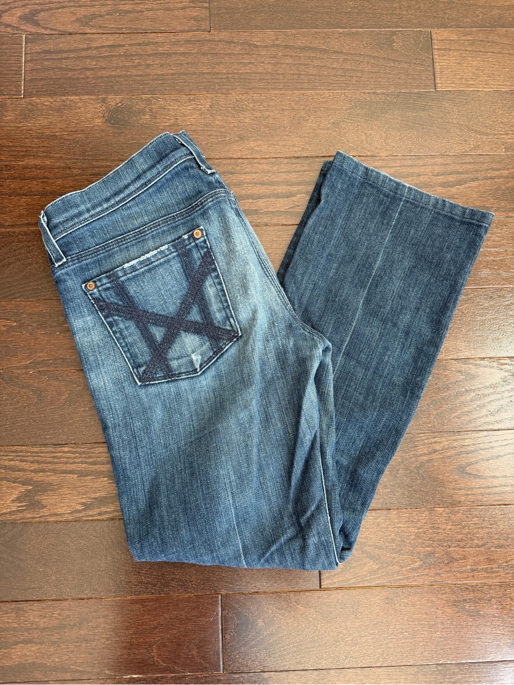 Seven for all mankind Women’s Blue Faded Denim Bootcut Jeans